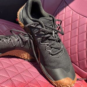 Like new,  Merrell Men's Black Athletic Sneakers with Brown Outsole Accents
